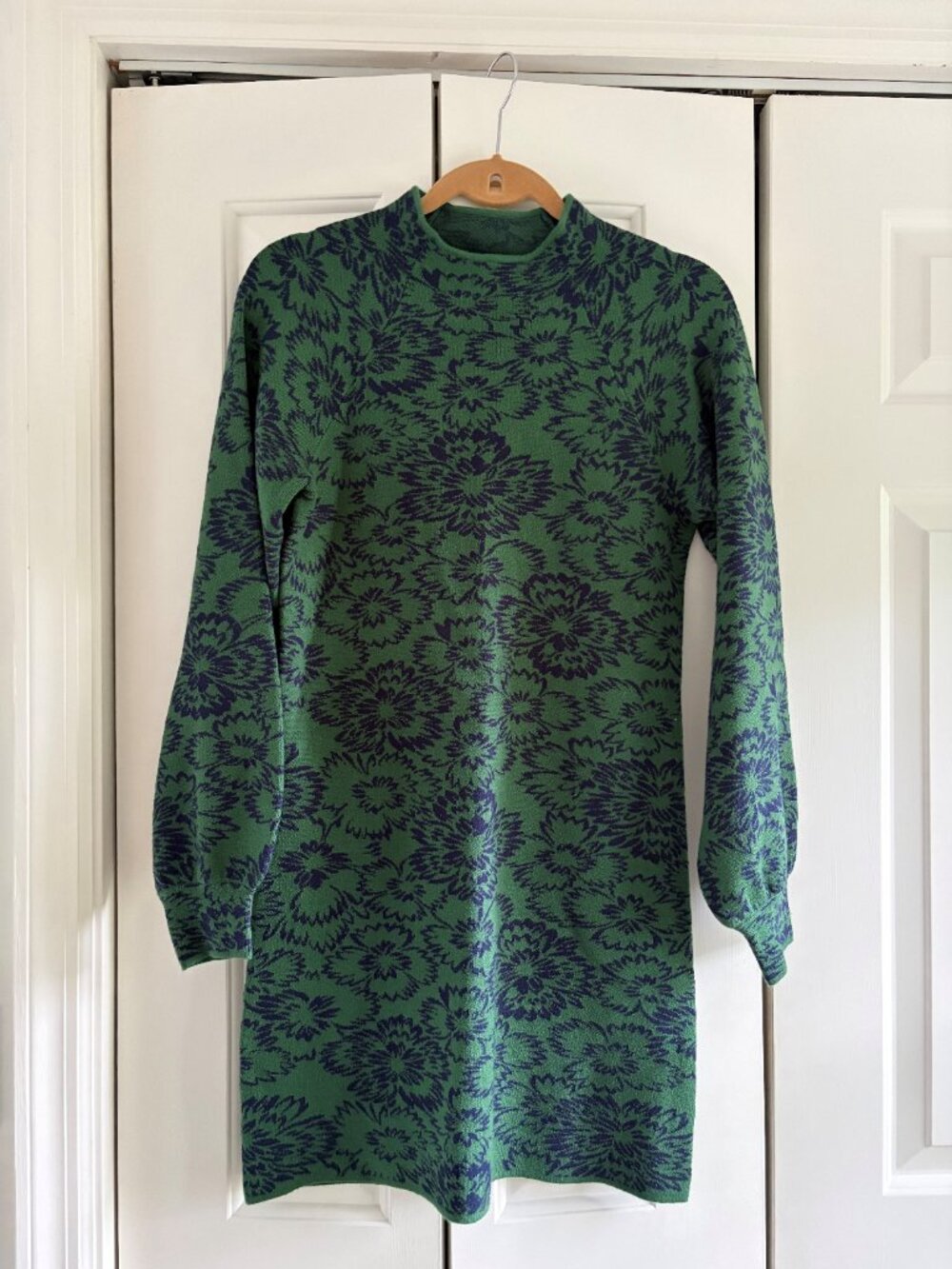 Maeve By Anthropologie The Beatriz Sweater Dress in size Small in Green Mock Nec
